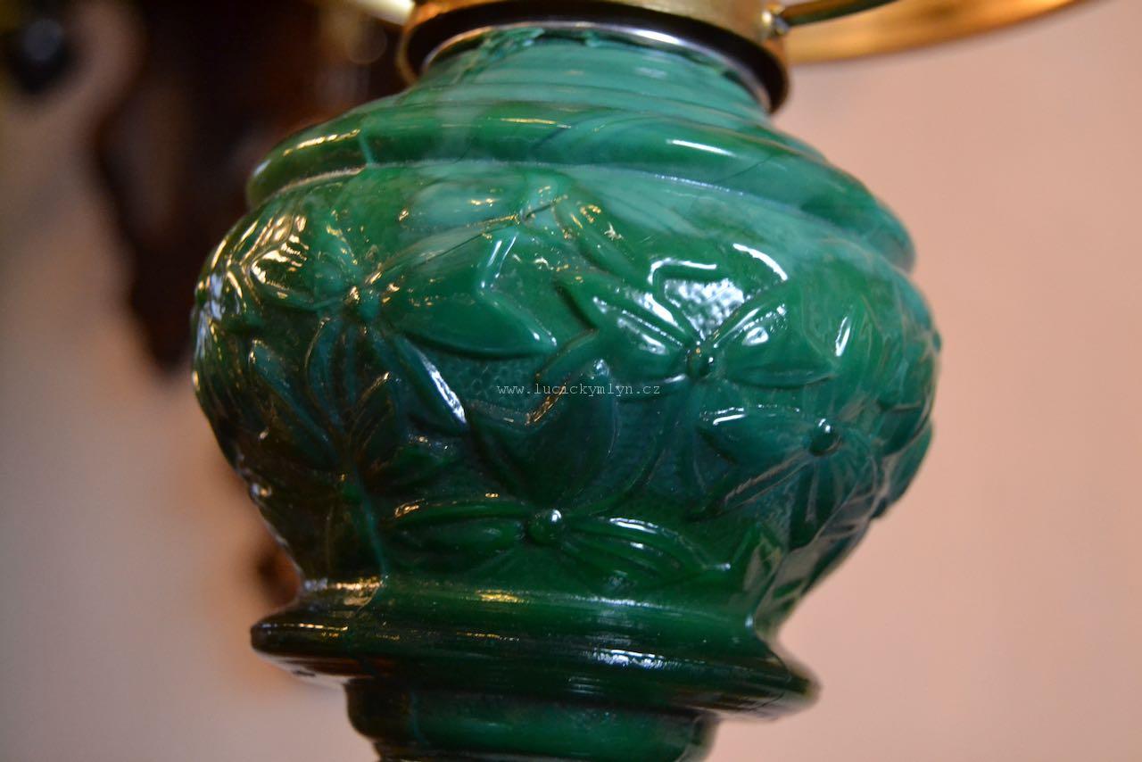 Elektrická retro lampa z malachitového skla