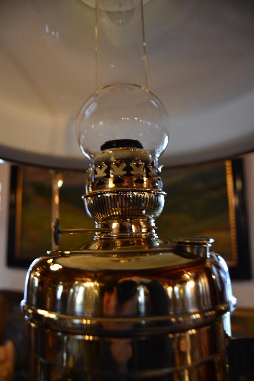 Secesní měšťanská stahovací lampa na petrolej či vonný olej
