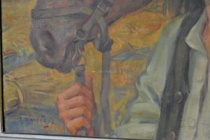 Obraz olej na plátně „Staří pracovníci na žních“ malíř Bohumil Mareček