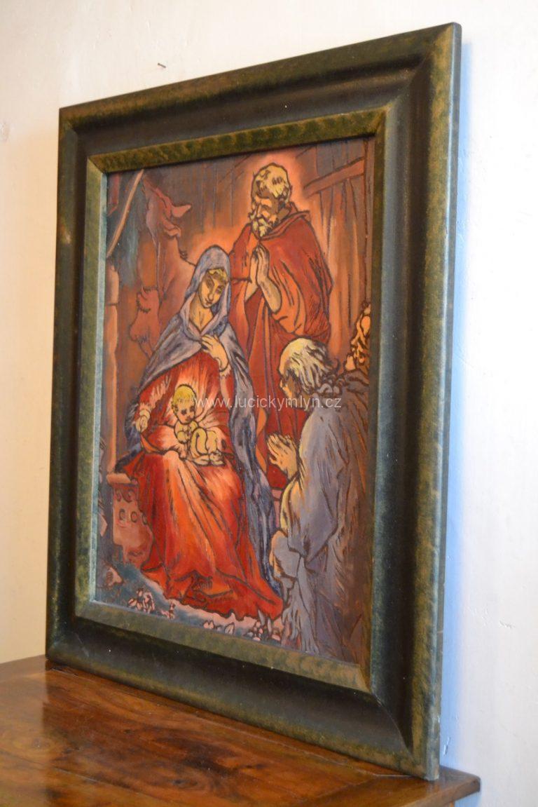 Obraz ,,zrození Ježíška" - ruční malba na překližce