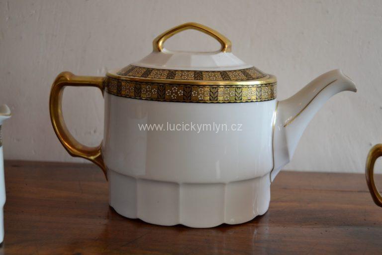 Krásný čajový porcelánový servis ve stylu Art-deco, pro 12 osob