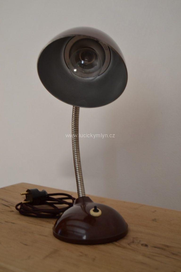 Praktická RETRO lampa s hnědým leštěným bakelitem