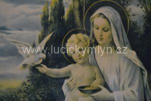 Obraz - starý tisk s Pannou Marií a Ježíškem