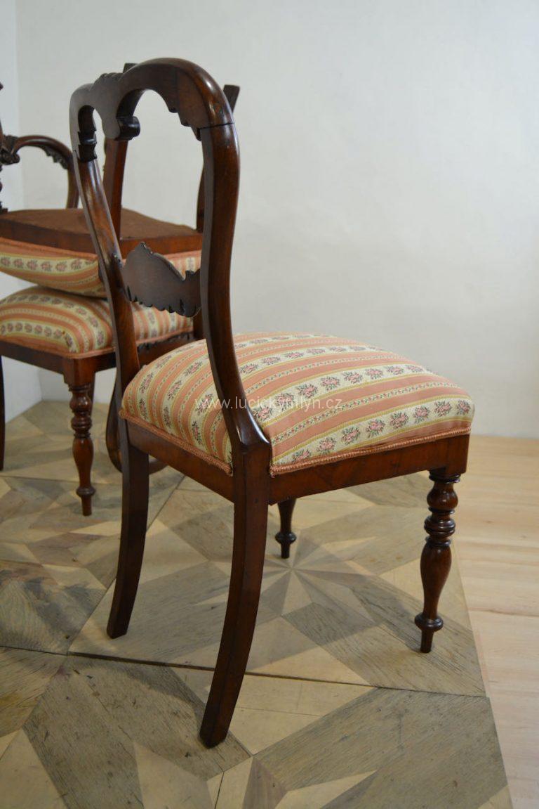 Starožitné jídelní židle z mahagonu