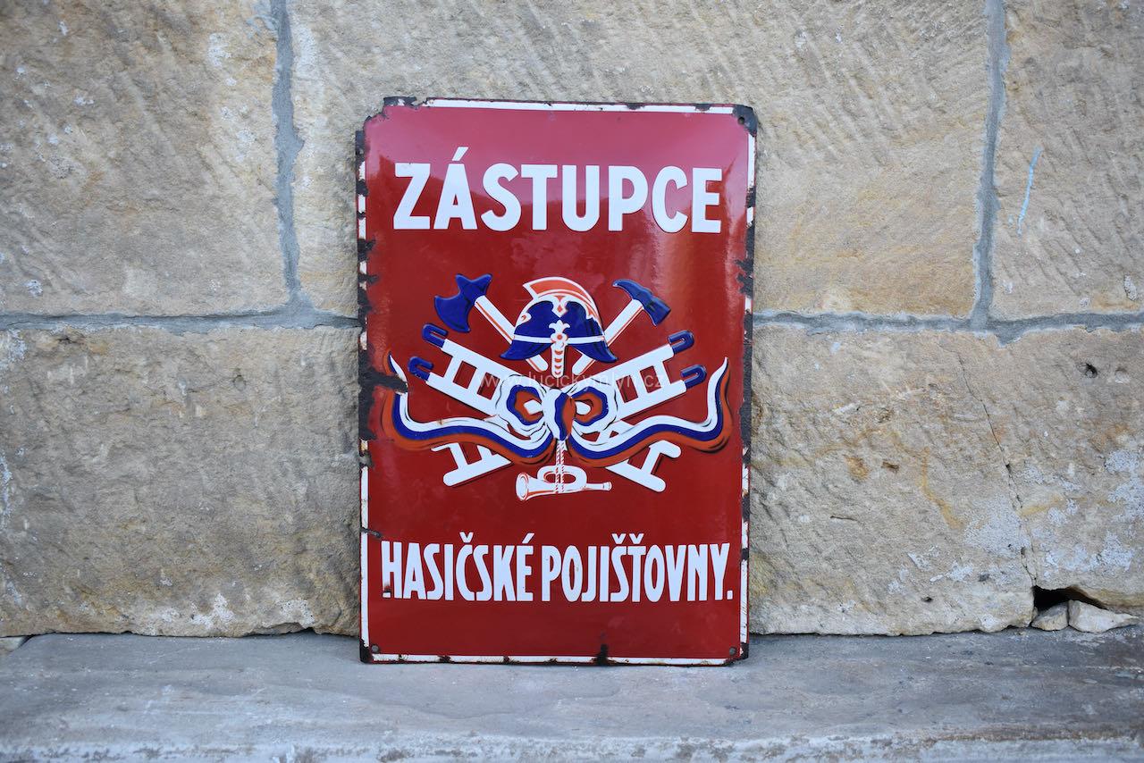 Smaltovaná starožitná cedule – Zástupce Hasičské pojišťovny Smaltovaná starožitná cedule – Zástupce Hasičské pojišťovny