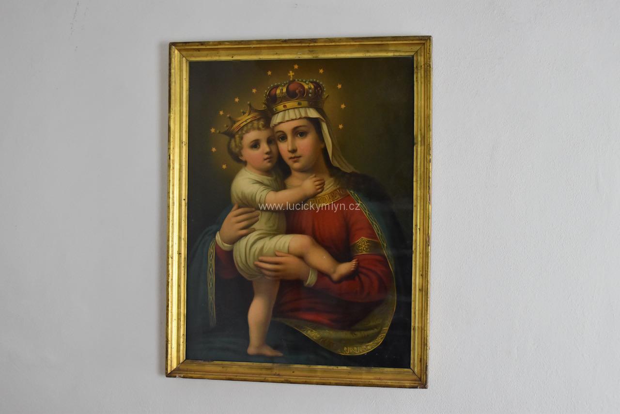 Starožitný obrázek Madony s Ježíškem Starožitný obrázek Madony s Ježíškem