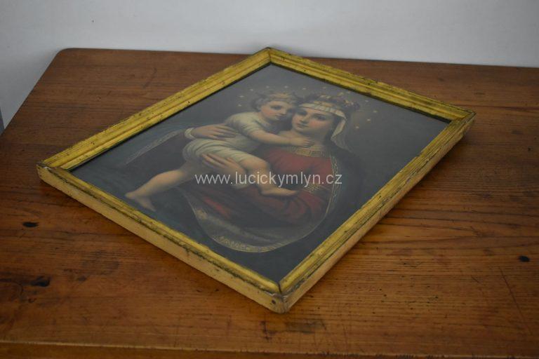 Starožitný obrázek Madony s Ježíškem
