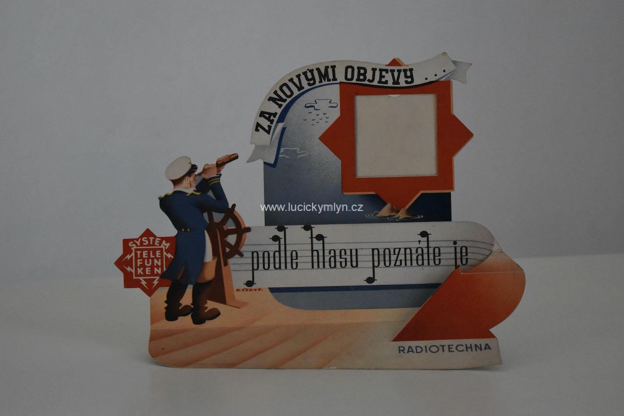 Originální starožitnost – působivá stojací cedule – System TELEFUNKEN Originální starožitnost – působivá stojací cedule – System TELEFUNKEN