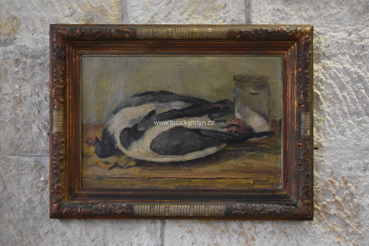 Starožitný obraz - Dva holubi Starožitný obraz - Dva holubi