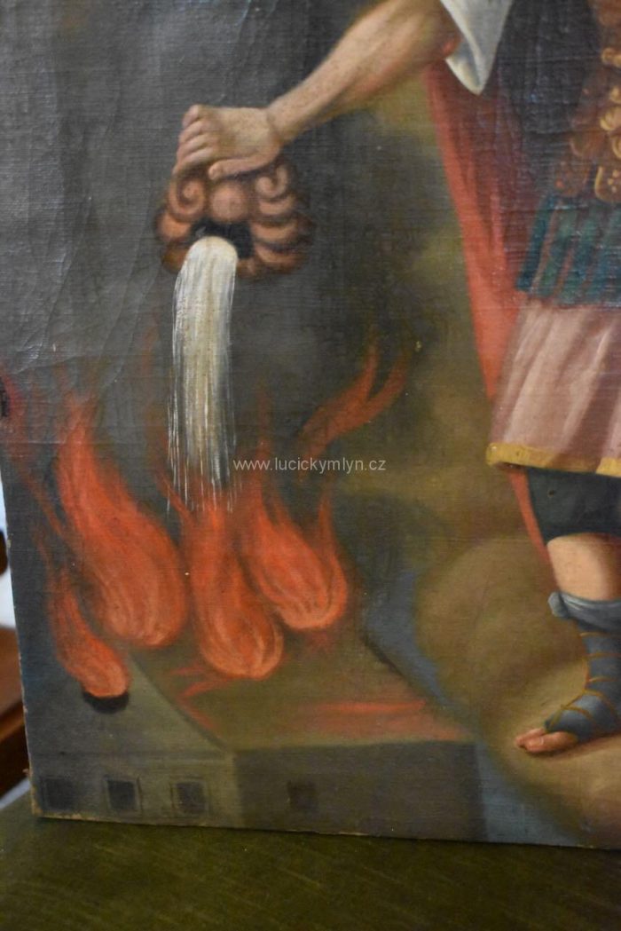 Svatý Florián – poměrně vzácný starožitný obraz