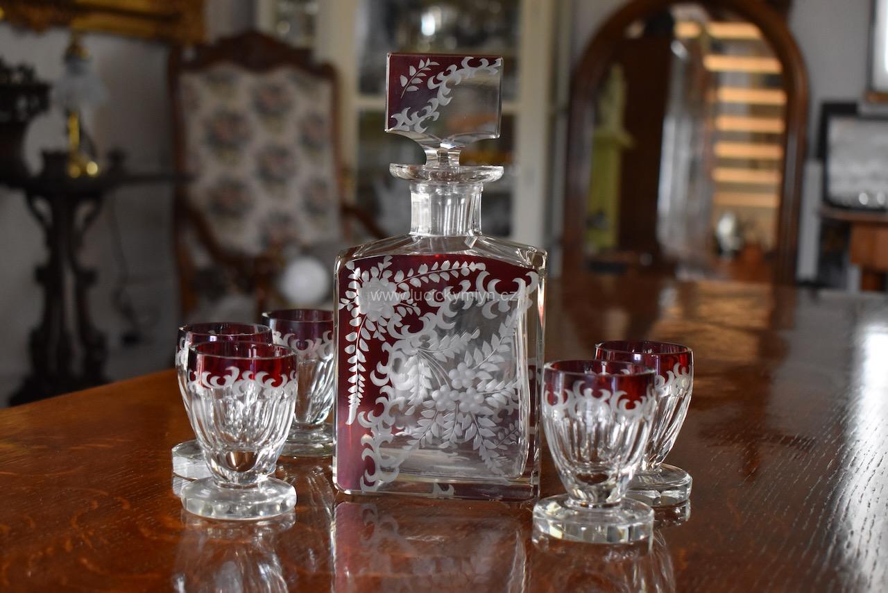 Starožitná likérová souprava ART-DECO Starožitná likérová souprava ART-DECO