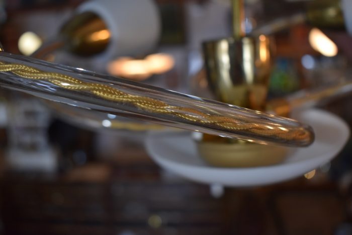 Nevšední RETRO lustr s menším talířovým stínidlem
