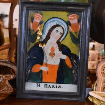 Dnes už vzácný, starožitný ochranitelský obrázek s Pannou Marií