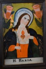 Dnes už vzácný, starožitný ochranitelský obrázek s Pannou Marií