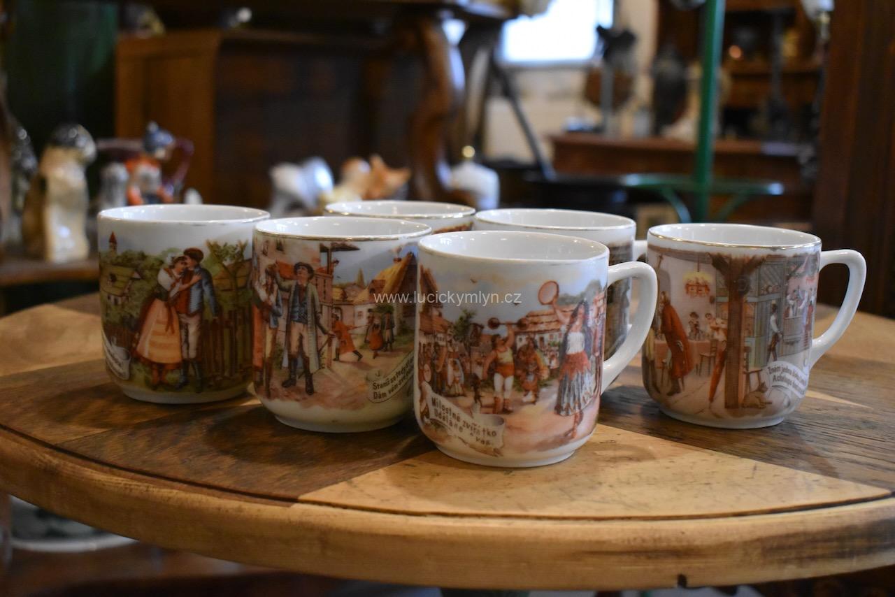 Starožitné porcelánové hrnečky 6 ks Prodaná nevěsta Starožitné porcelánové hrnečky 6 ks Prodaná nevěsta