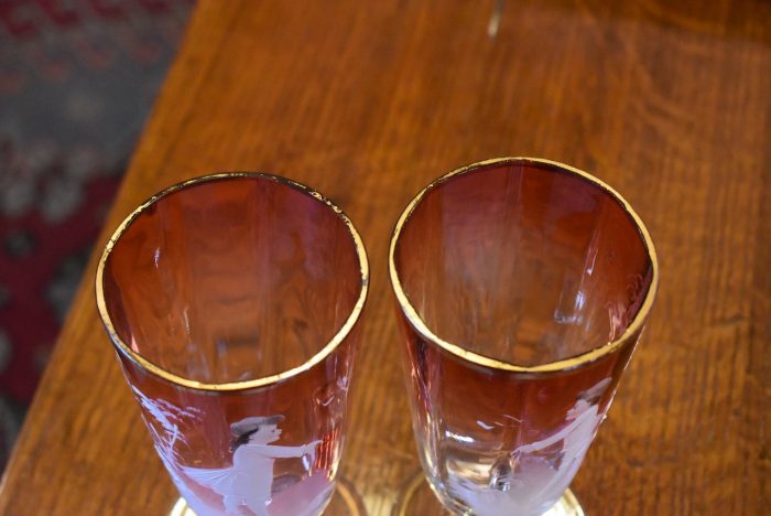 Starožitné secesní měšťanské sklenice vínové