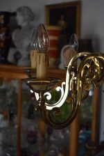 Starožitný romantický osmi-ramenný svíčkový lustr