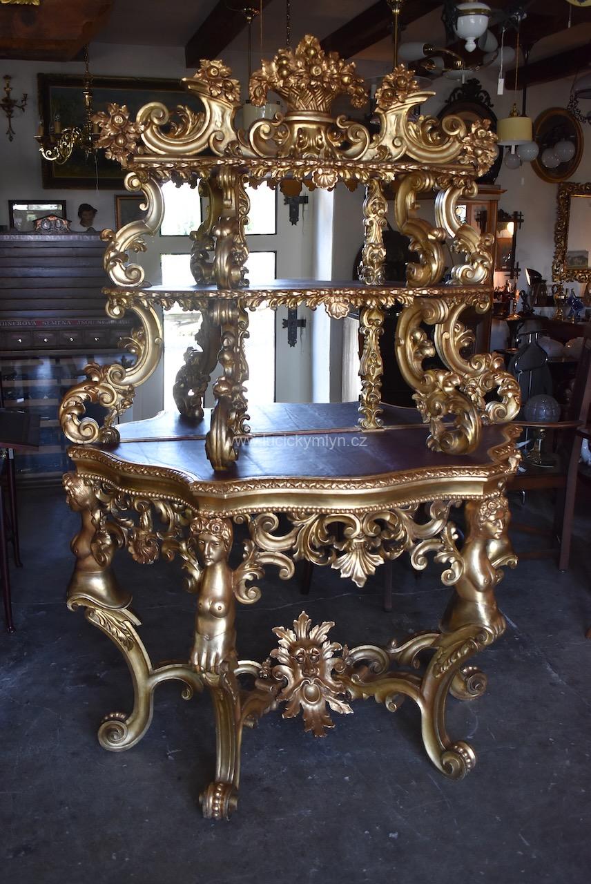 Barokní konzolový stůl se zrcadlovou nástavbou Barokní konzolový stůl se zrcadlovou nástavbou