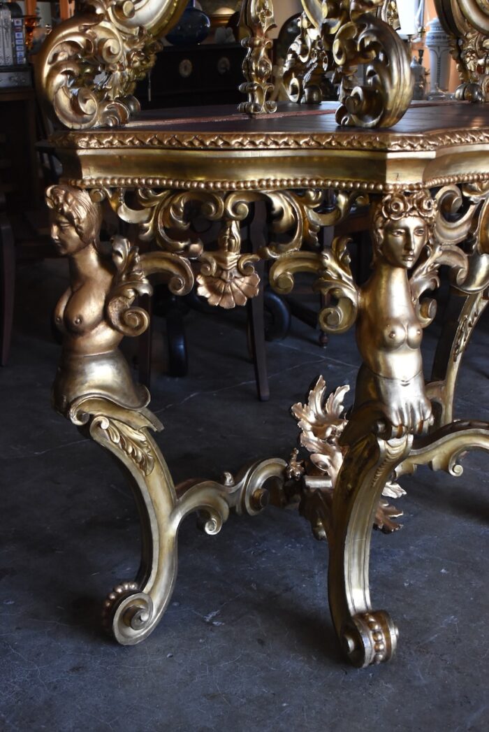 Barokní konzolový stůl se zrcadlovou nástavbou