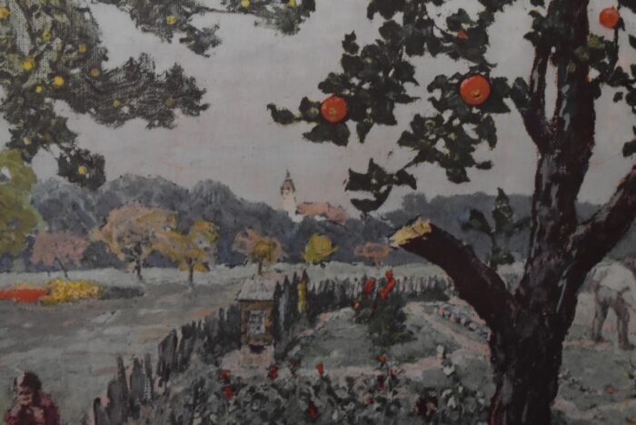 Tištěný plakát podzim v ovocném sadu