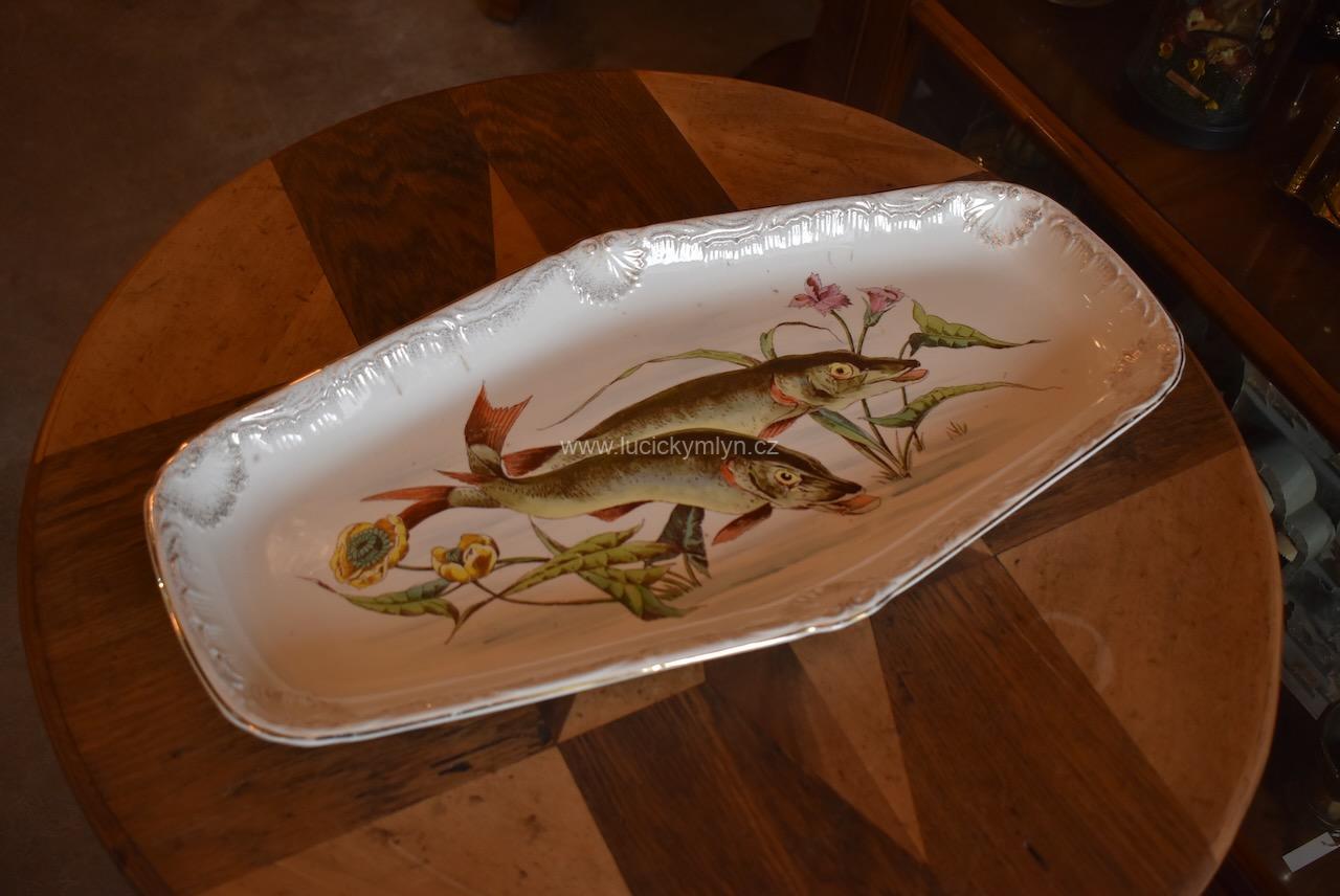 Velký starožitný tác na ryby Velký starožitný tác na ryby