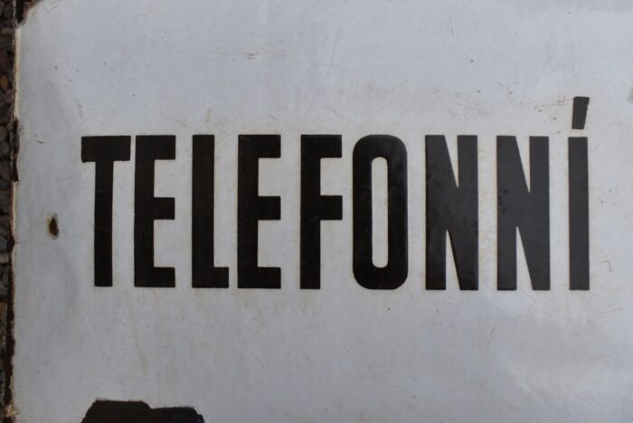 Smaltovaná retro cedule Telefonní hovorna