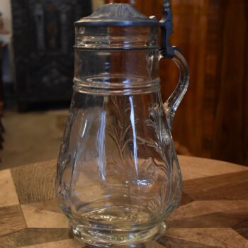 Starožitný měšťanský džbán z foukaného skla