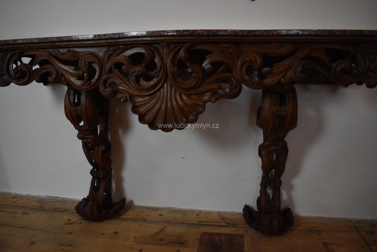 Větší starožitný konzolový stolek Větší starožitný konzolový stolek