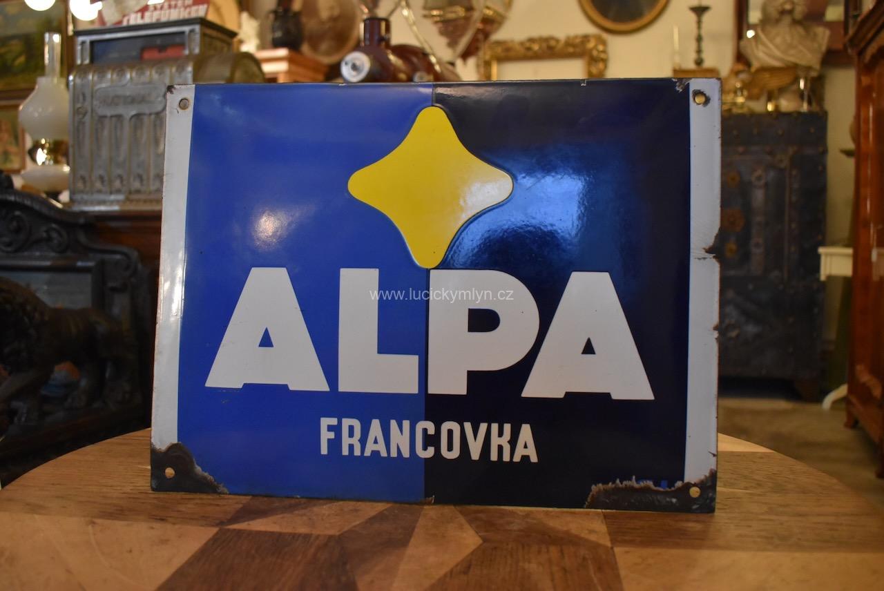 Starožitná cedule ALPA FRANCOVKA Starožitná cedule ALPA FRANCOVKA