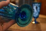 Starožitné kobaltově modré secesní měšťanské sklenice