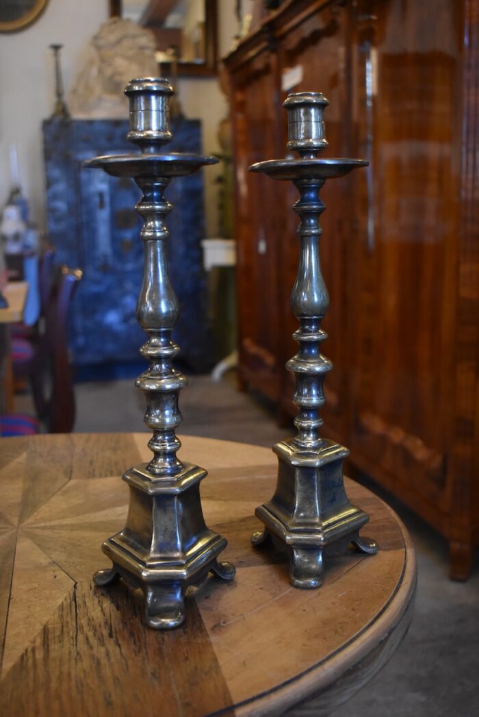Hodnotné starožitné bronzové barokní svícny