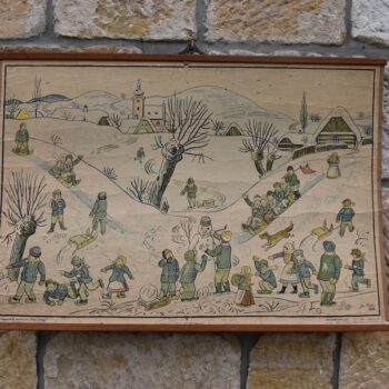 Starožitný plakát - Josef Lada Dětské hry v zimě