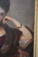Starožitný obraz pohledné dámy - olej na plátně