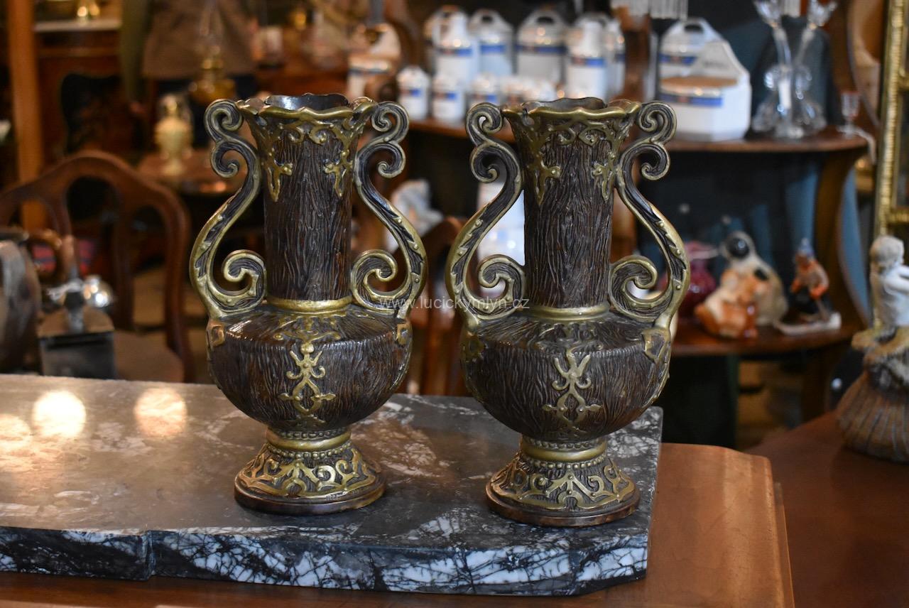 Starožitné párové dekorativní vázy Starožitné párové dekorativní vázy