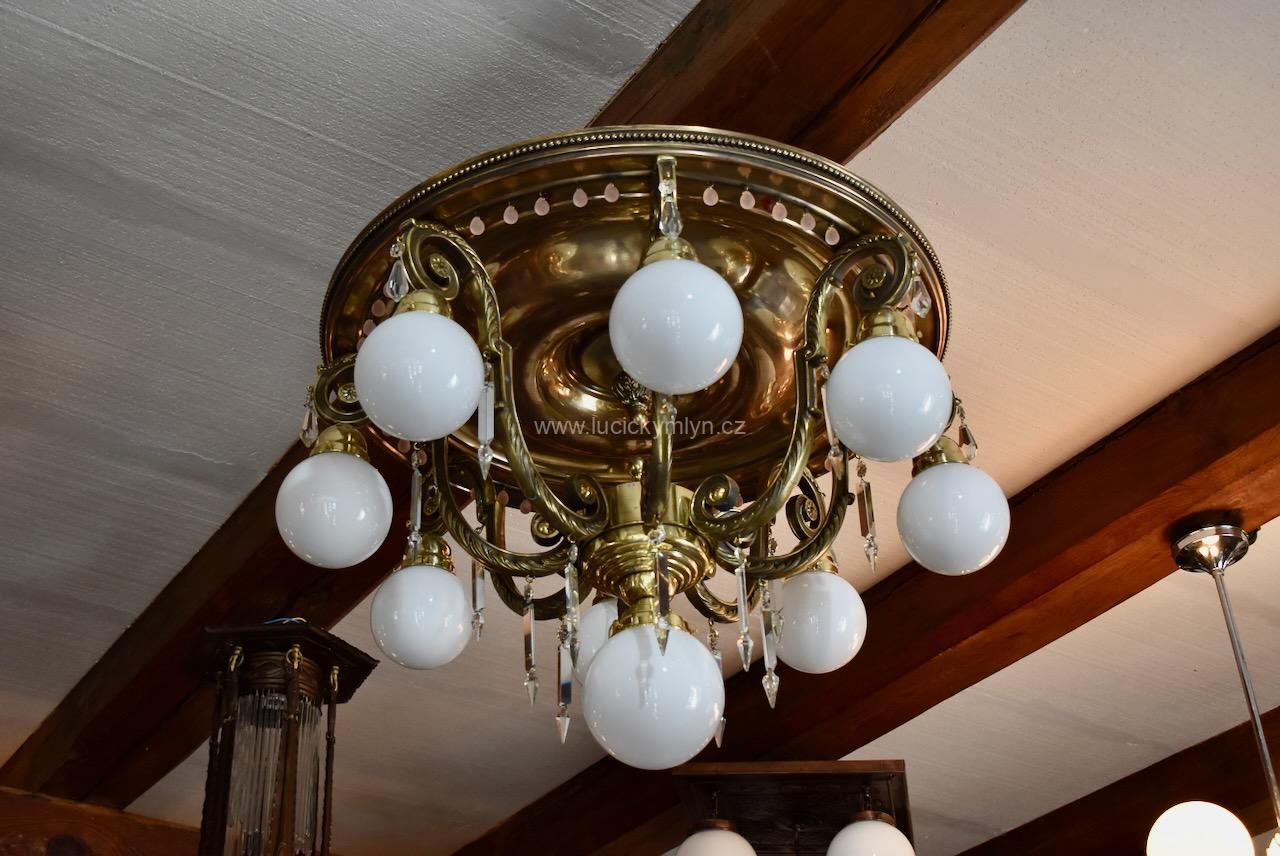 Velký starožitný atypický salonní nástropní lustr Velký starožitný atypický salonní nástropní lustr