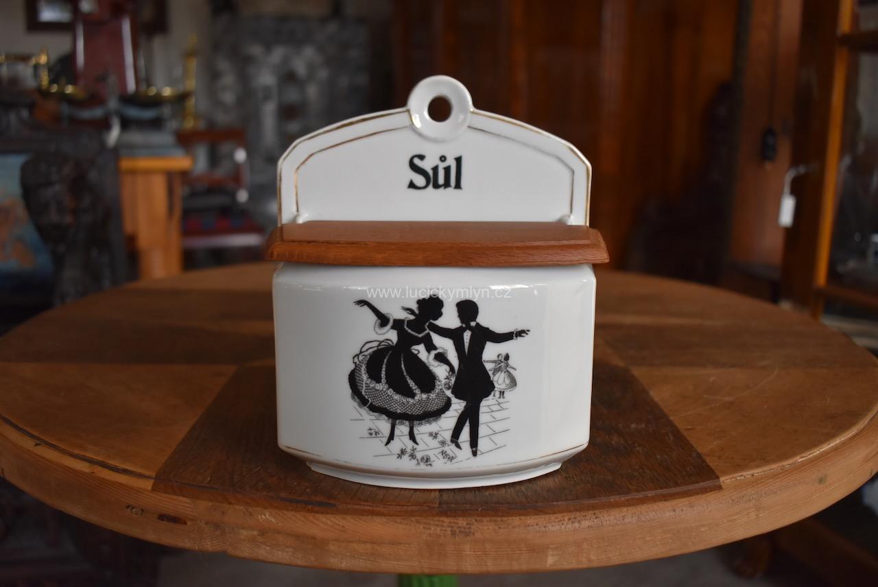 Starožitná porcelánová dóza na sůl Starožitná porcelánová dóza na sůl