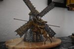 Originální starožitná dílo z litého bronzu - rytíř Don Quijote de la Mancha