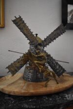Originální starožitná dílo z litého bronzu - rytíř Don Quijote de la Mancha