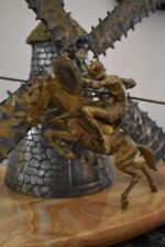 Originální starožitná dílo z litého bronzu - rytíř Don Quijote de la Mancha