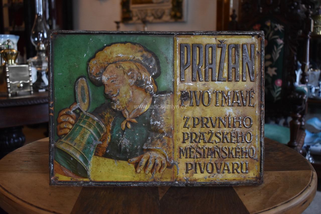 Starožitná cedule PRAŽAN Starožitná cedule PRAŽAN