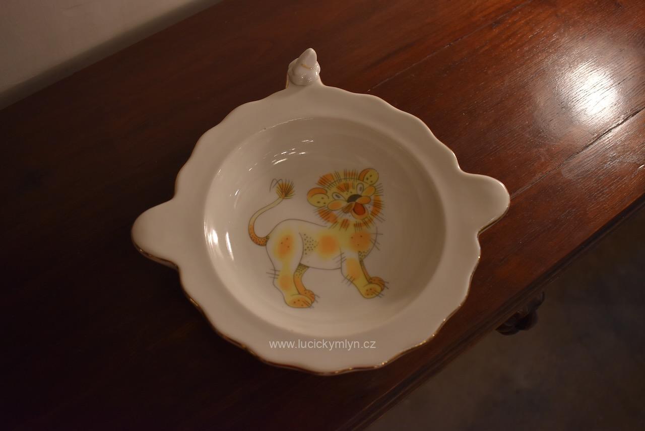 Dětský starožitný porcelánový dvoustěnný talířek Dětský starožitný porcelánový dvoustěnný talířek