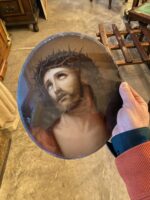 Starožitný zlacený rám s původní italskou reprodukcí Ježíše Krista