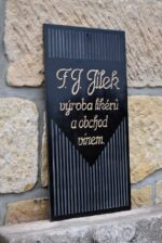 Starožitná reklamní cedule F.J. Jílek výroba likérů a obchod s vínem