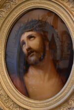 Starožitný zlacený rám s původní italskou reprodukcí Ježíše Krista