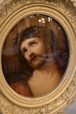 Starožitný zlacený rám s původní italskou reprodukcí Ježíše Krista