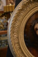 Starožitný zlacený rám s původní italskou reprodukcí Ježíše Krista