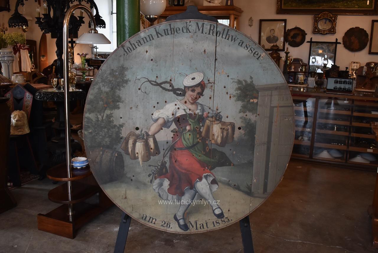 Vzácný veliký starožitný střelecký terč Vzácný veliký starožitný střelecký terč