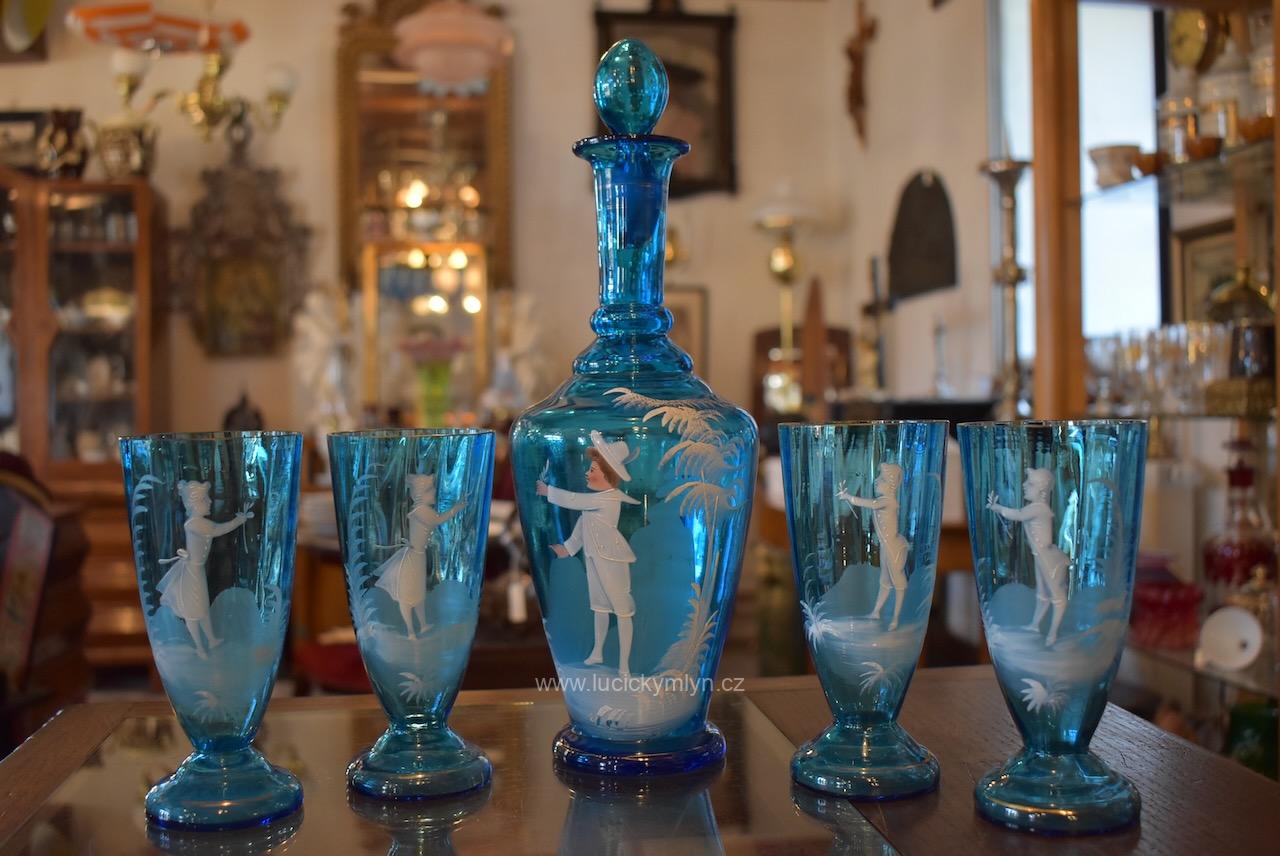 Starožitná secesní nápojová souprava Starožitná secesní nápojová souprava