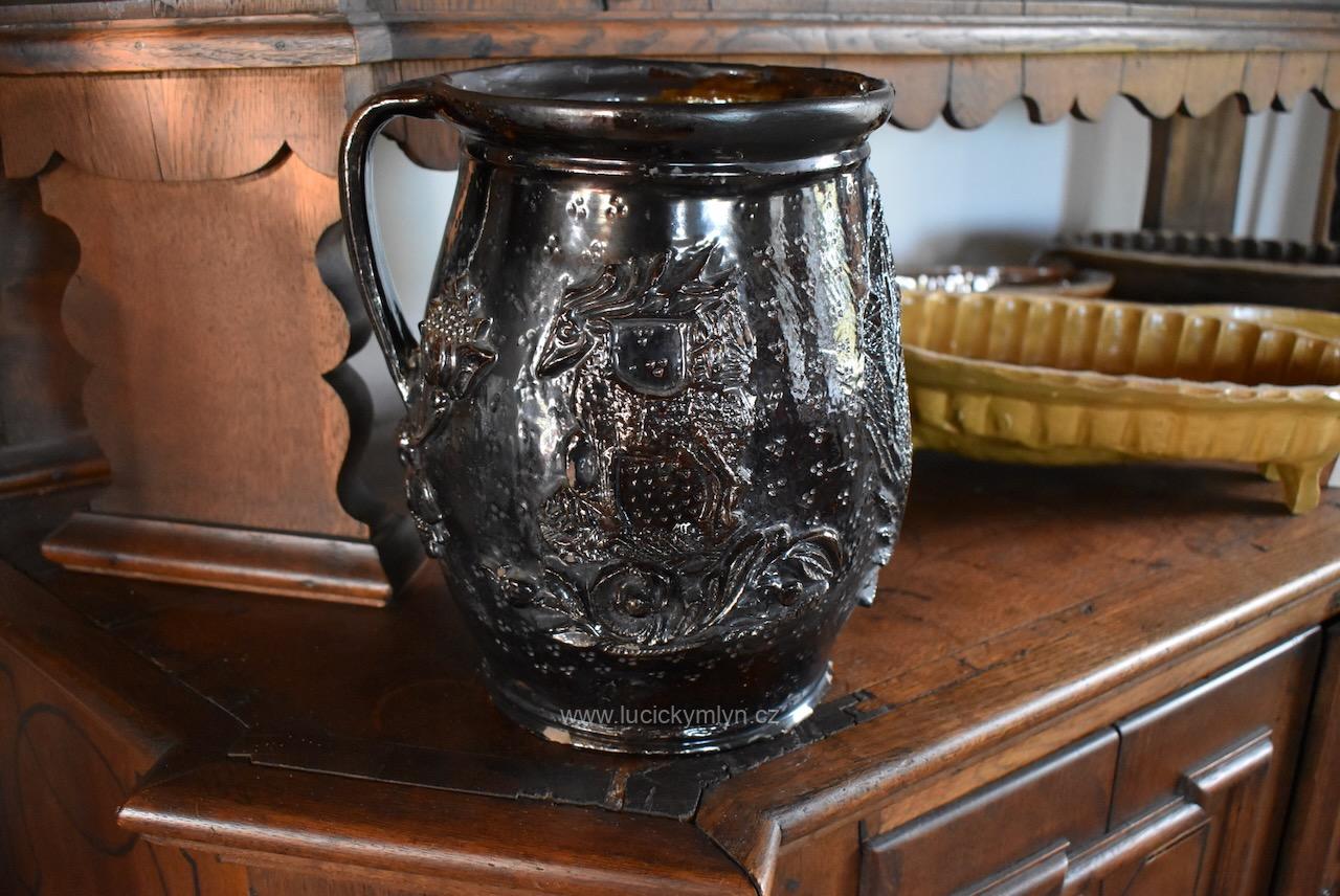 Vzácný starožitný keramický či kameninový hrnec koutňák Vzácný starožitný keramický či kameninový hrnec koutňák