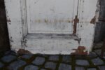 Starožitné dvoukřídlé smrkové kazetové dveře 222×132 cm ze závěru 19. století
